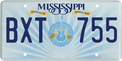 MS license plate BXT755