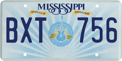 MS license plate BXT756