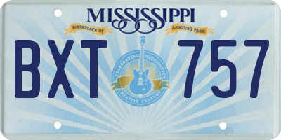 MS license plate BXT757