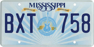 MS license plate BXT758