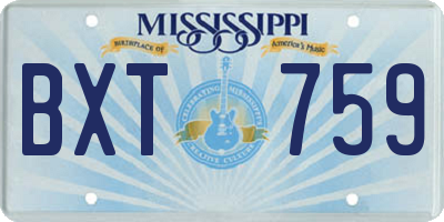 MS license plate BXT759