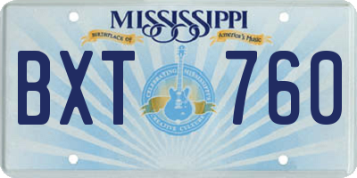 MS license plate BXT760
