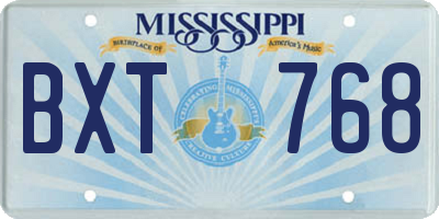 MS license plate BXT768