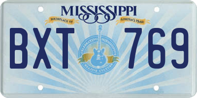 MS license plate BXT769