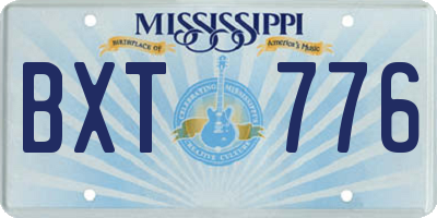 MS license plate BXT776