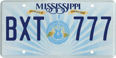 MS license plate BXT777