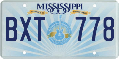 MS license plate BXT778