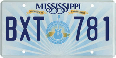 MS license plate BXT781