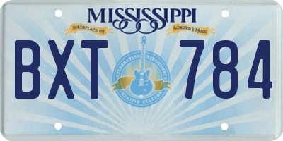 MS license plate BXT784