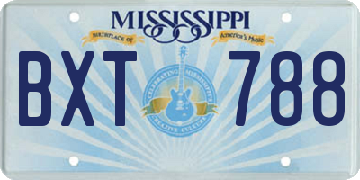 MS license plate BXT788