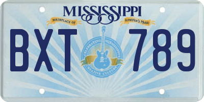 MS license plate BXT789