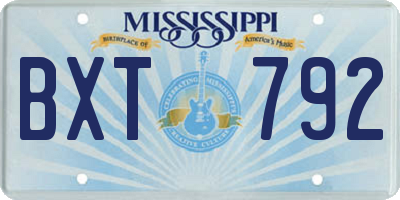 MS license plate BXT792