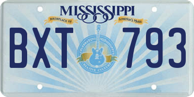 MS license plate BXT793