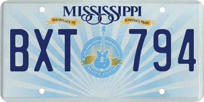 MS license plate BXT794