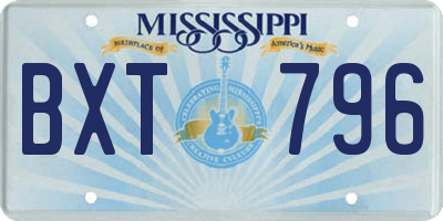 MS license plate BXT796