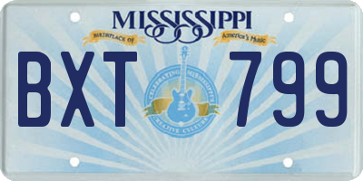 MS license plate BXT799
