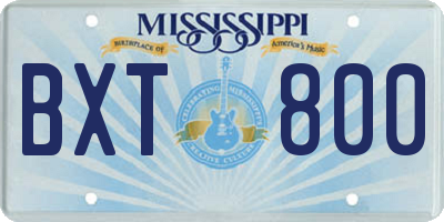 MS license plate BXT800