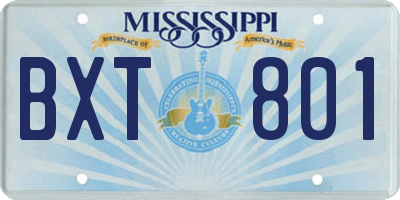 MS license plate BXT801