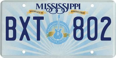 MS license plate BXT802