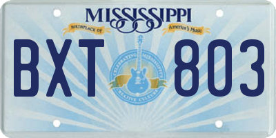 MS license plate BXT803