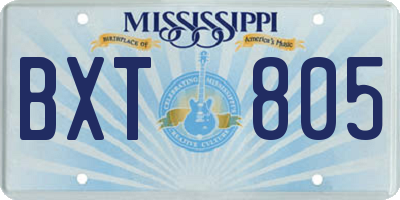MS license plate BXT805