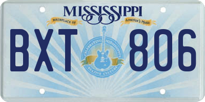MS license plate BXT806