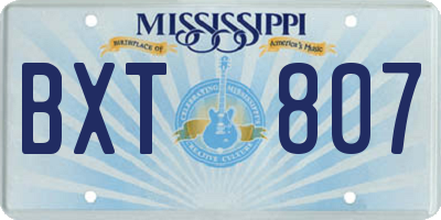 MS license plate BXT807