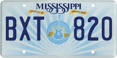 MS license plate BXT820