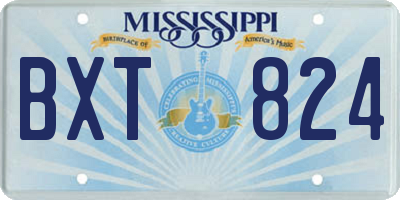MS license plate BXT824