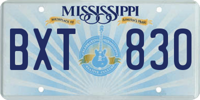 MS license plate BXT830