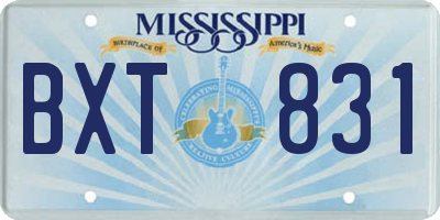 MS license plate BXT831