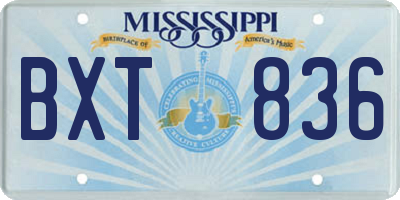 MS license plate BXT836
