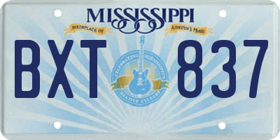 MS license plate BXT837