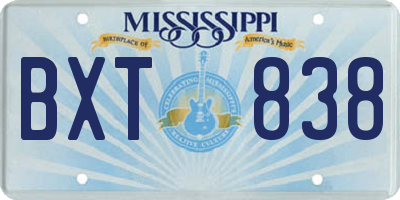 MS license plate BXT838
