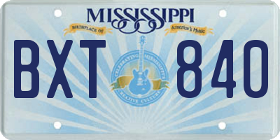 MS license plate BXT840