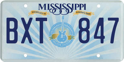 MS license plate BXT847