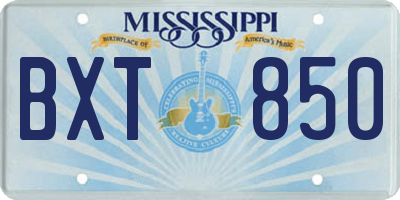 MS license plate BXT850