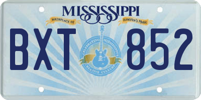 MS license plate BXT852