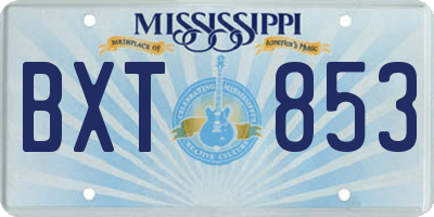 MS license plate BXT853