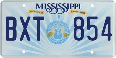 MS license plate BXT854