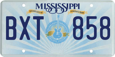 MS license plate BXT858