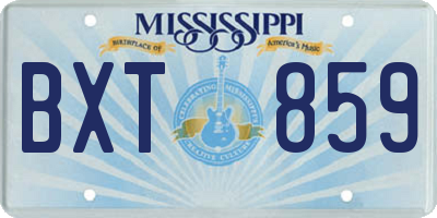 MS license plate BXT859