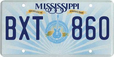 MS license plate BXT860