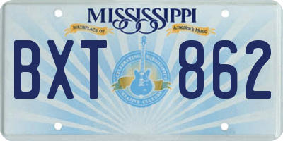 MS license plate BXT862