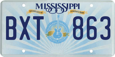 MS license plate BXT863