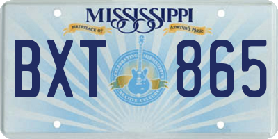 MS license plate BXT865