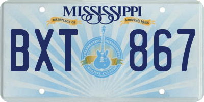 MS license plate BXT867