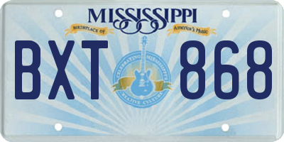 MS license plate BXT868