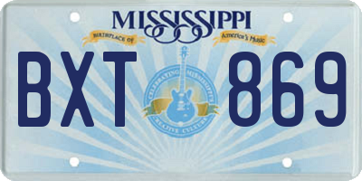 MS license plate BXT869