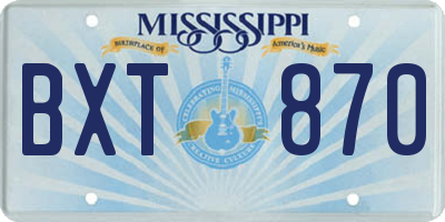 MS license plate BXT870